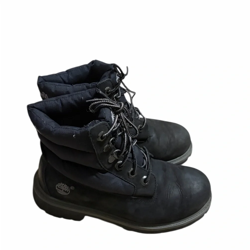 Timberland 650 Puffer Boots  Boys Size 3 Black Down Leather Rare Hiking‎ Outdoor